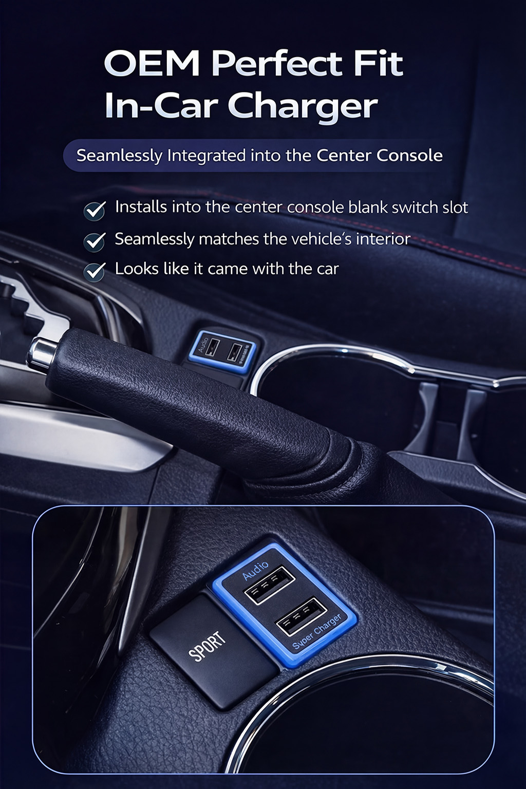 Suitable for multiple Toyota models,USB charging + Audio USB port interface.