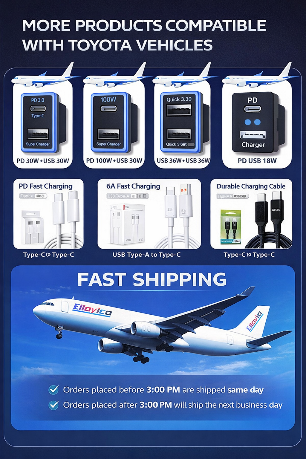Suitable for multiple Toyota models,USB charging + Audio USB port interface.