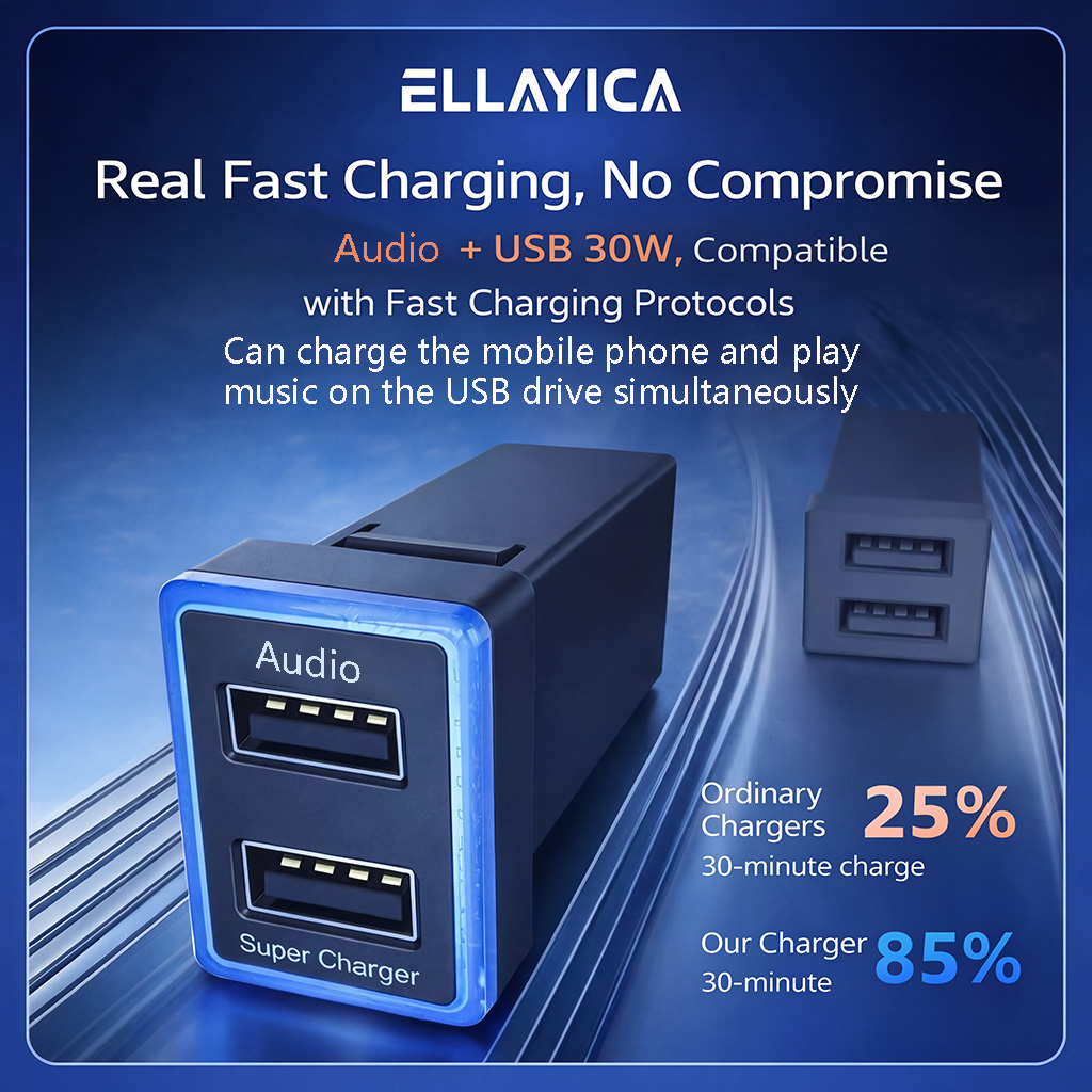 Suitable for multiple Toyota models,USB charging + Audio USB port interface.