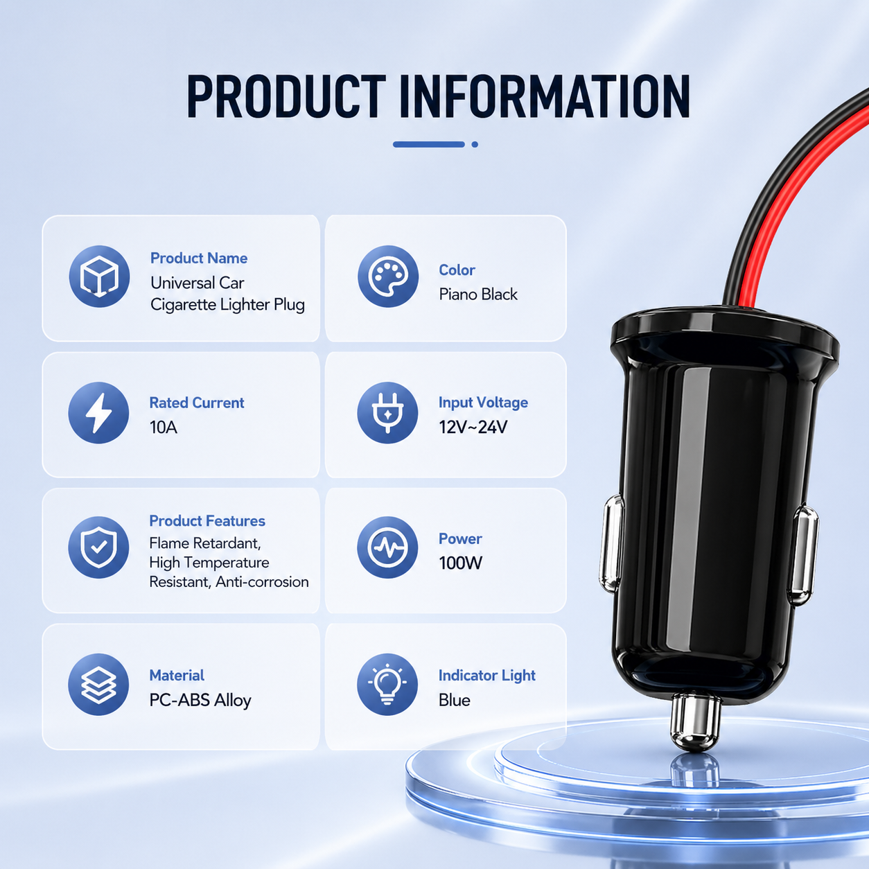 Car Cigarette Lighter Plug | 12V Power Adapter for Automotive Electrical Devices
