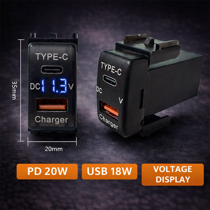 Suitable for multiple models of Nissan vehicles, equipped with USB and Type-C charging interfaces as well as voltage display function