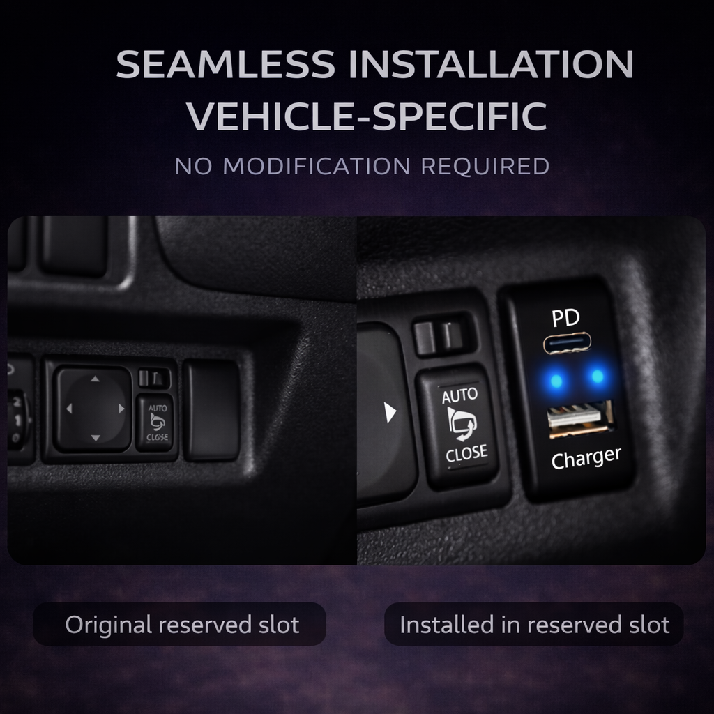 Suitable for multiple models of Nissan vehicles, equipped with USB and Type-C charging
