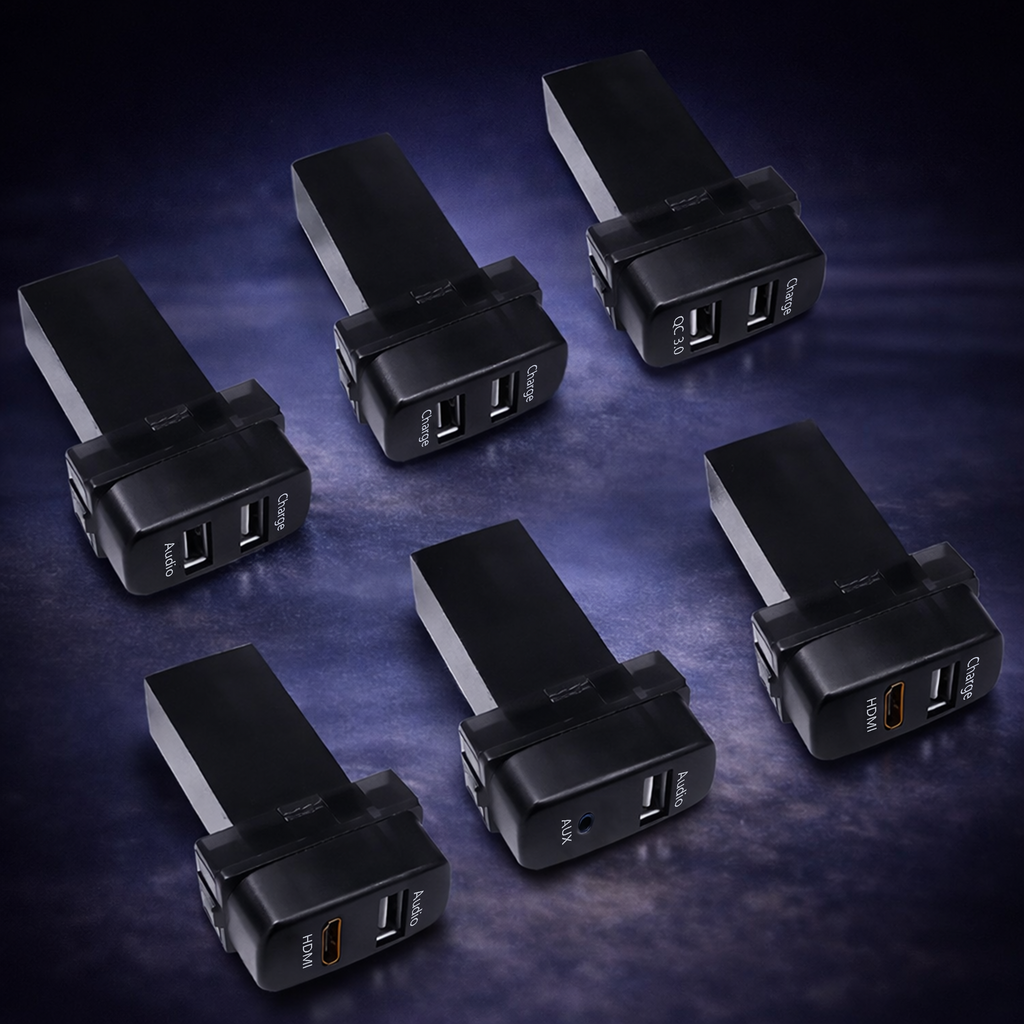 Various combinations such as Mitsubishi USB Audio, HDMI, AUX, etc.