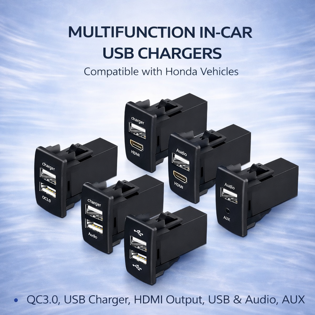 Various combinations such as Honda USB Audio, HDMI, AUX, etc.