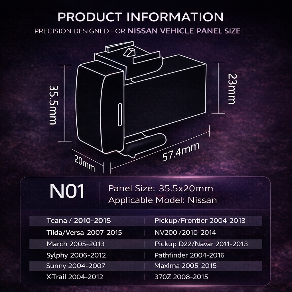Suitable for multiple models of Nissan vehicles, equipped with USB and Type-C charging