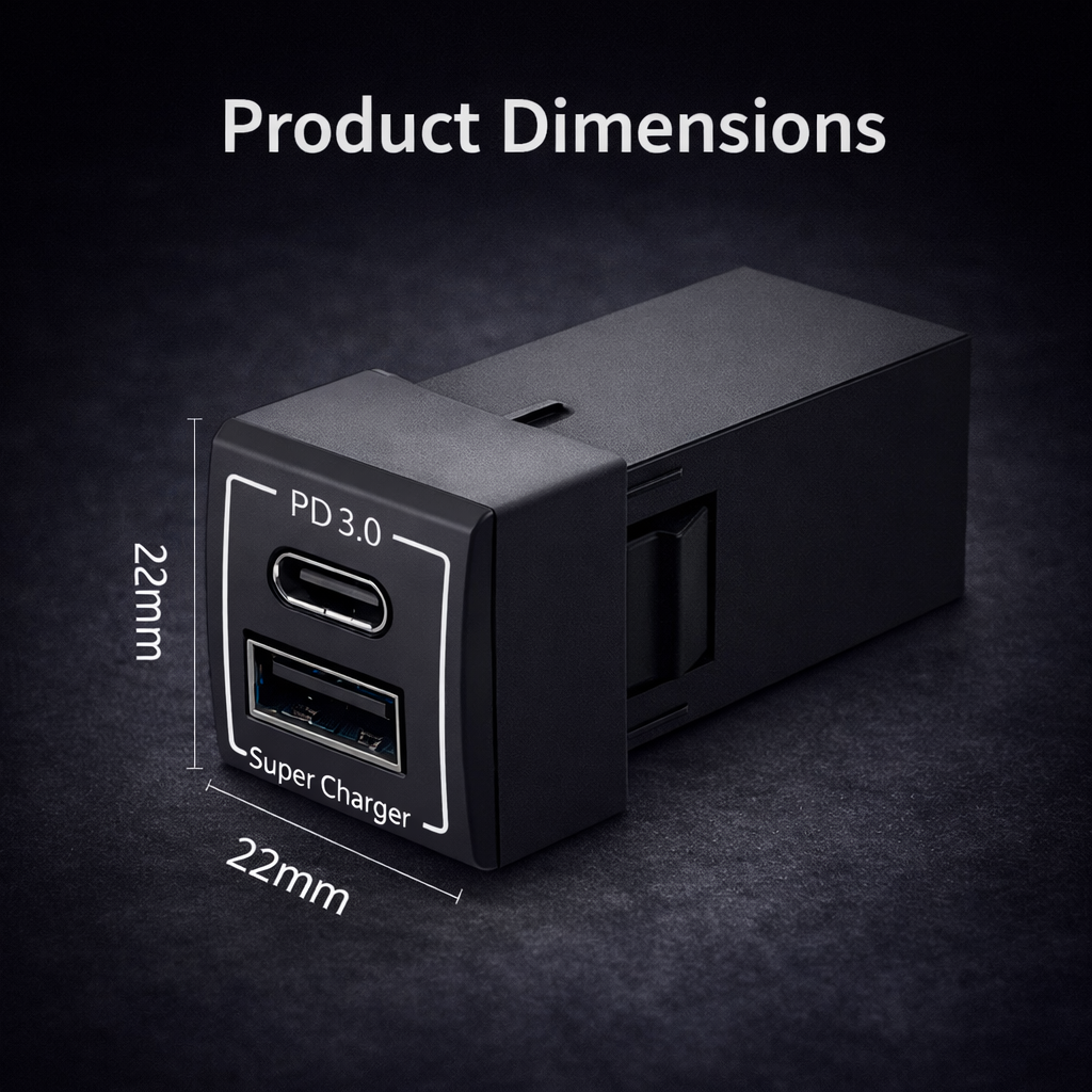 60W Toyota Custom Fit Car Charger | 30W Type-C + 30W USB Fast Charging