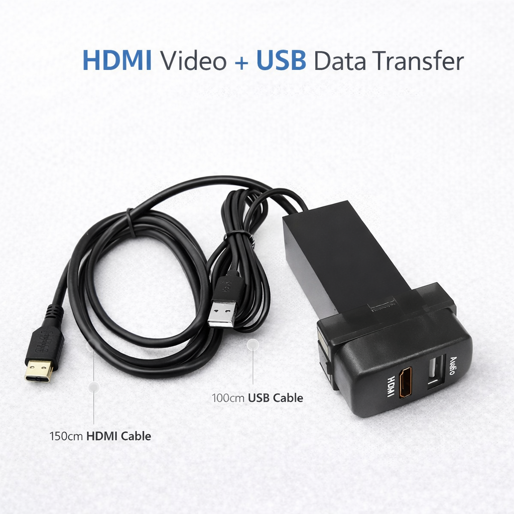 Various combinations such as Mitsubishi USB Audio, HDMI, AUX, etc.