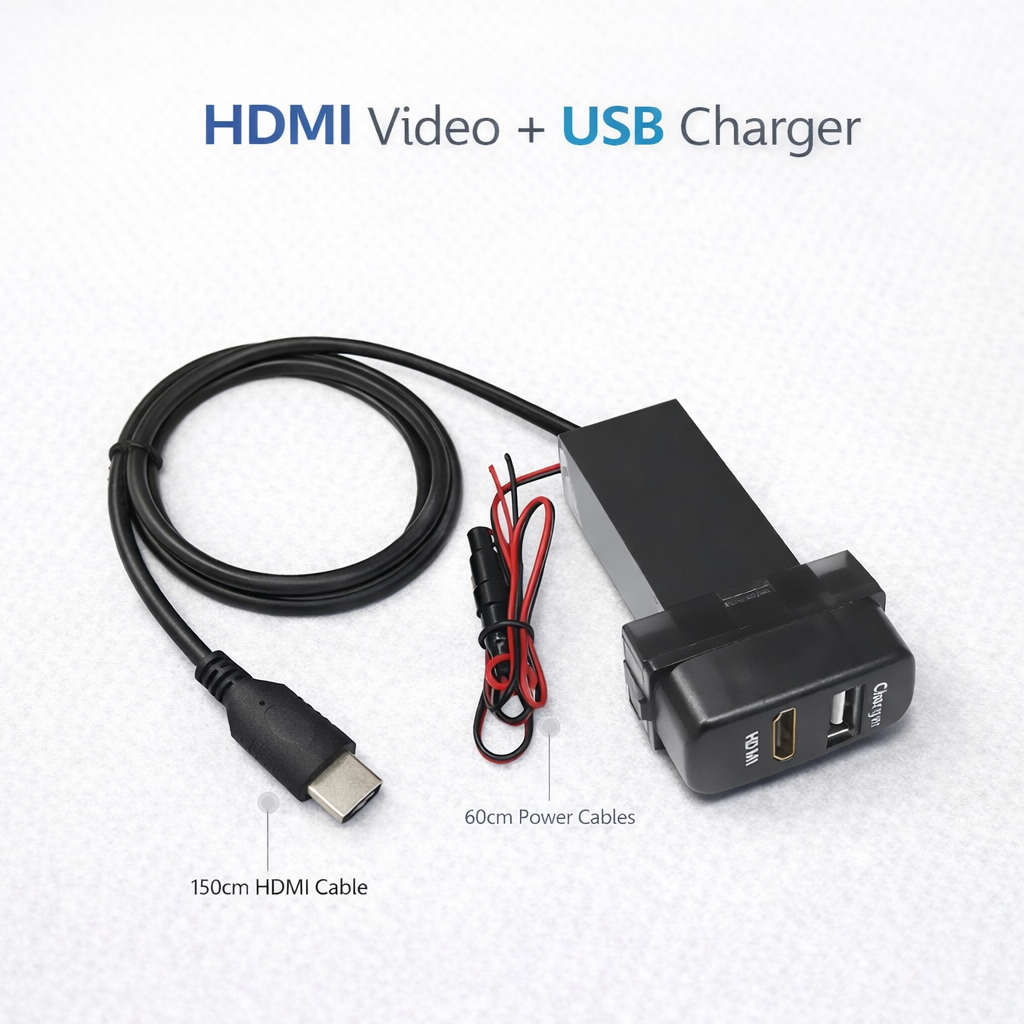 Various combinations such as Mitsubishi USB Audio, HDMI, AUX, etc.